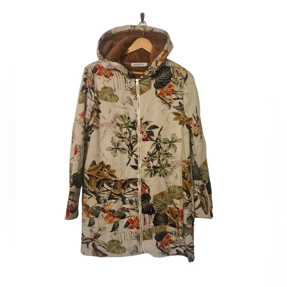 Vintage Teddy Lined Floral Hoodie